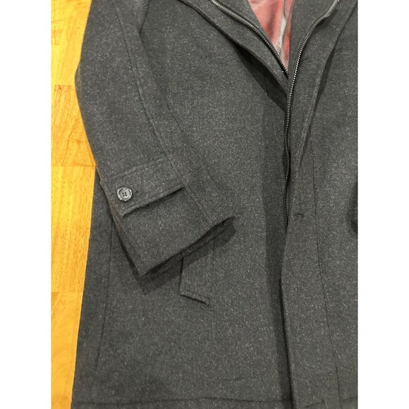 Afazzy New York Med Grey Cashmere Blend Coat Zipper & Buttons Unisex - Picture 5 of 16